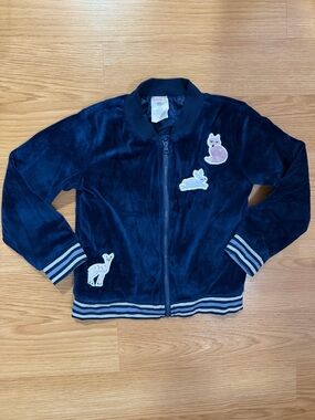 Vintage Wonderkids Blue Velvet Jacket with Animal Patches 4T